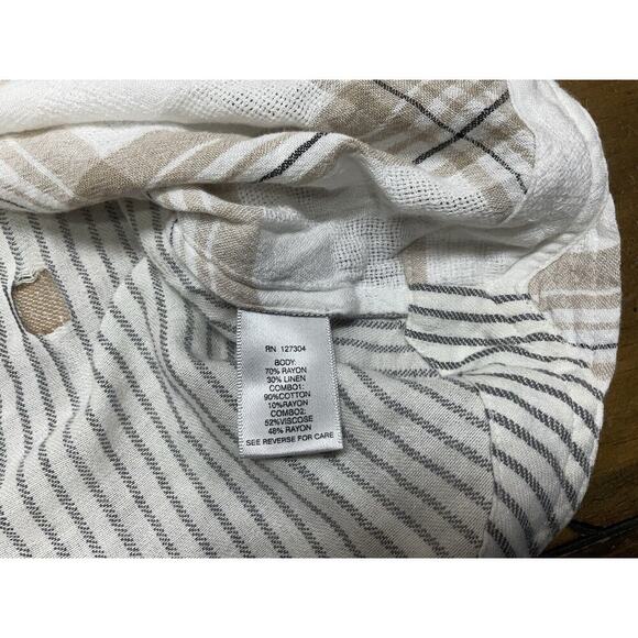 John Mark Womens Flannel Linen Blend Button Front L/S Tunic Top Shirt Size Small - Picture 8 of 12